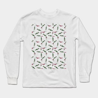 Pattern of red wine in white background Long Sleeve T-Shirt